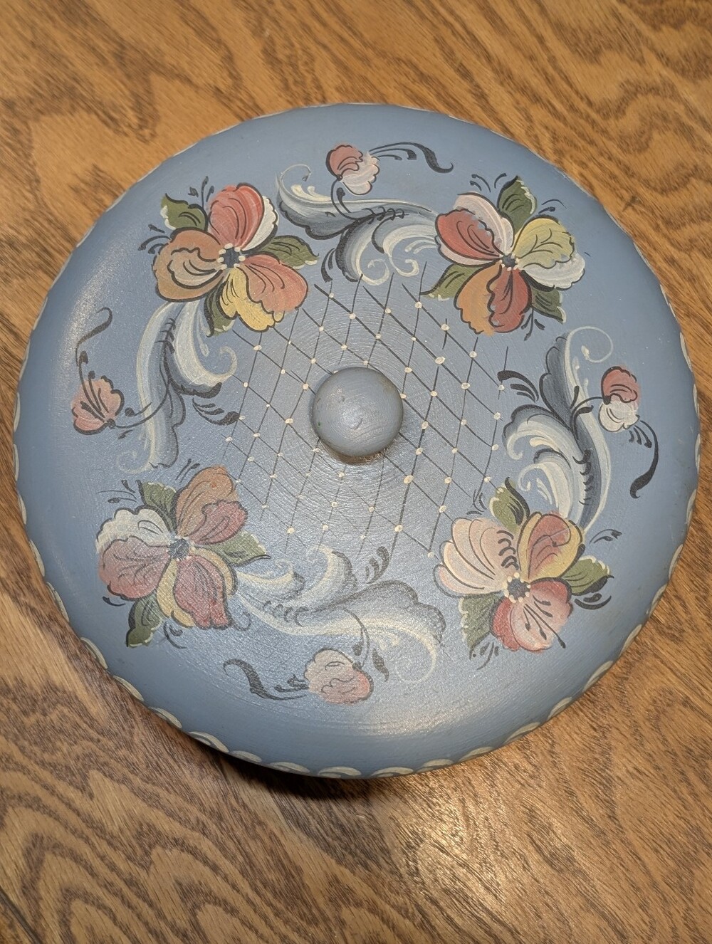 Vintage 1986 Pat Virch Signed Rosemaling Norwegian Tina Box Bentwood Folk Art
